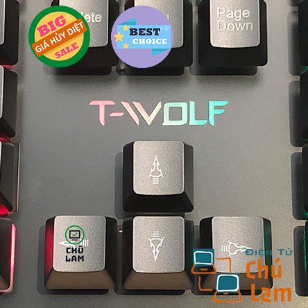 Bàn phím chơi game có dây T-WOLF T-20 104 phím Đèn nền RGB đầy màu sắc Bàn phím cơ học cảm ứng công thái học cho