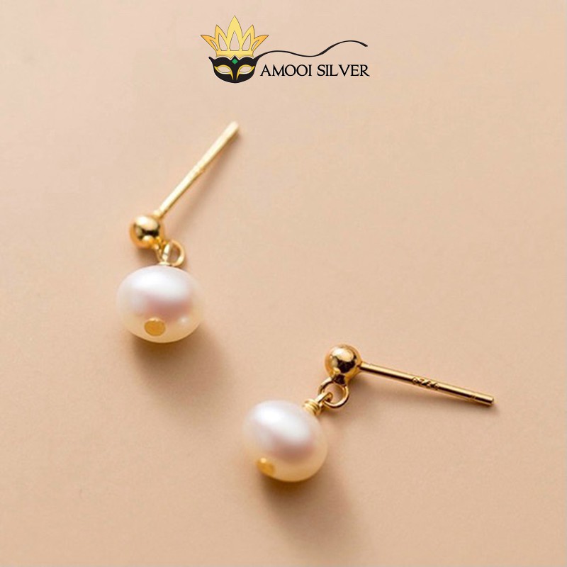 Bông tai bạc S925 hạt ngọc tòn ten - Amooi Silver AB171