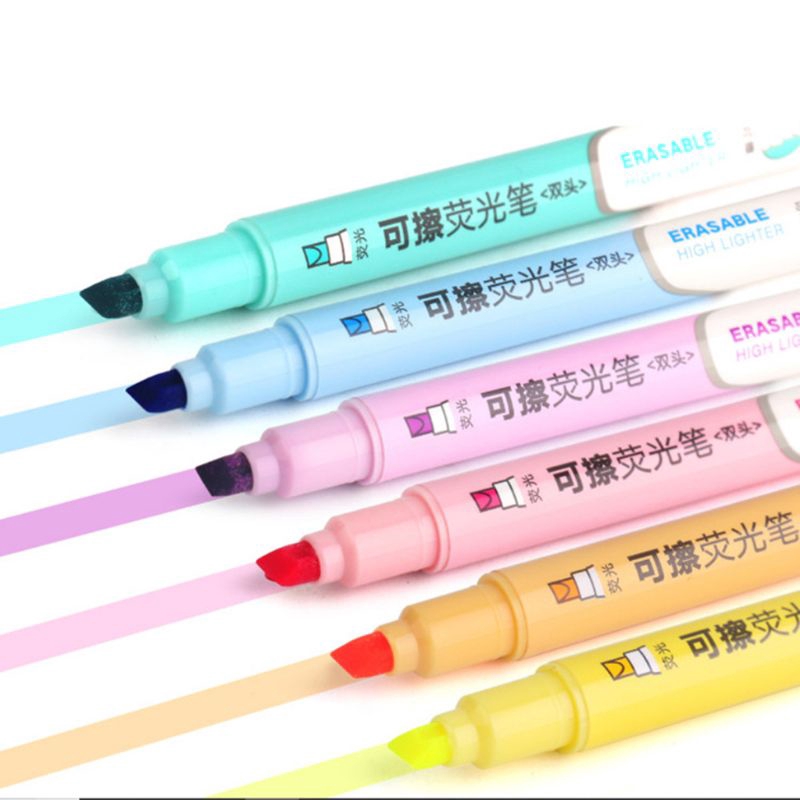 T07 6pcs Double Head Erasable Highlighter Pen Marker Pastel Liquid Chalk Fluorescent Drawing Stationery