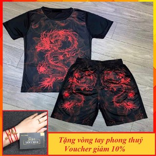 Bộ Đồ Nam Cộc Tay In Họa Tiết Rồng 3D Chất Thun Cotton - In Nhiệt - BN125 - Xưởng May Giá Gốc