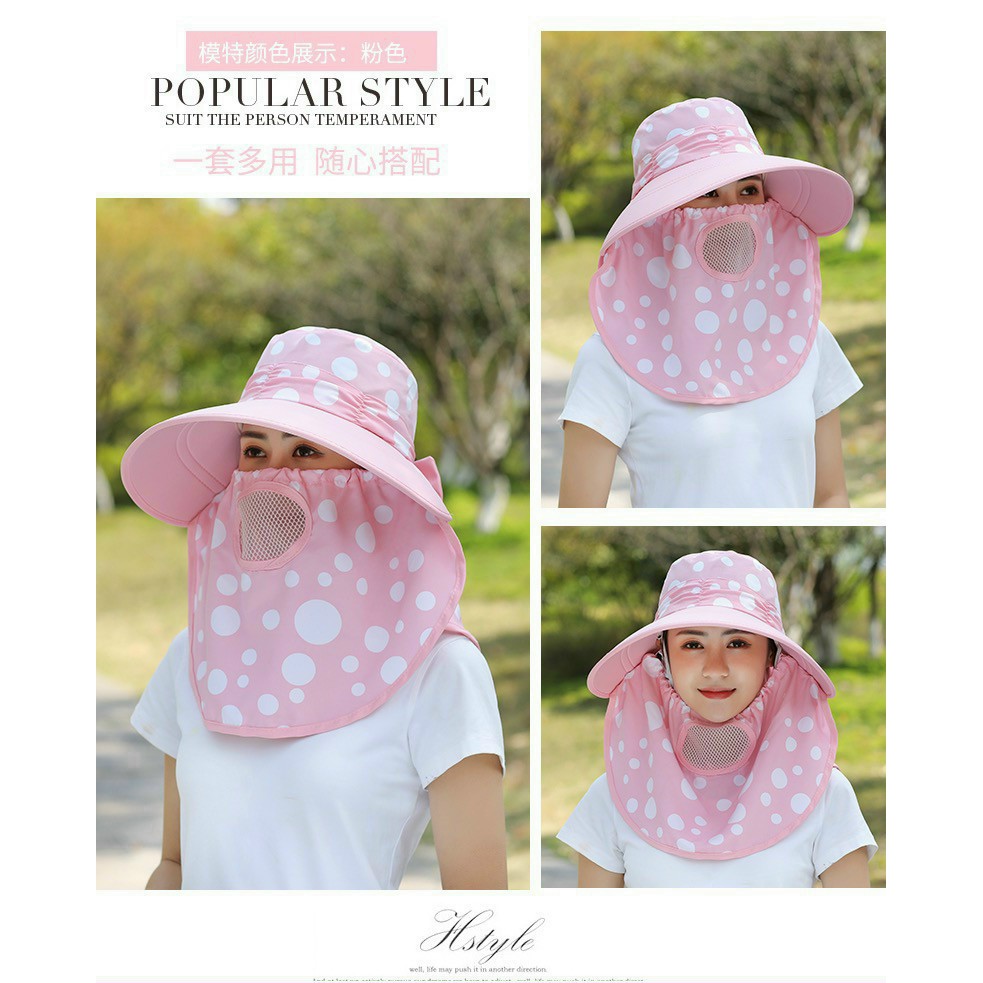 Mũ Cotton Chống Nắng Kèm Khẩu Trang Che Cổ Bảo Vệ Chống Tia Uv Dành Cho Nam Và Nữ 50