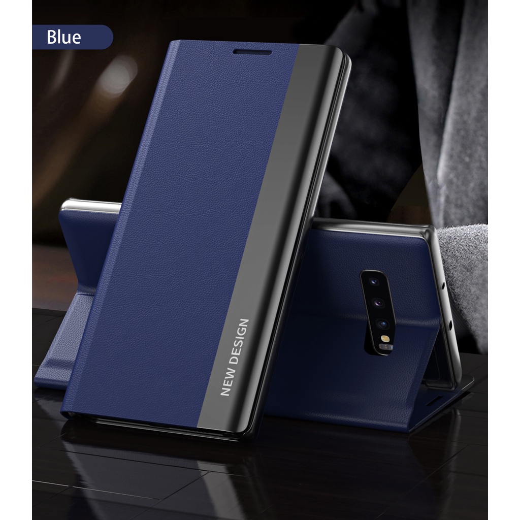 Bao da điện thoại nắp lật từ tính sang trọng cho Samsung Galaxy S10 plus S7 edge Note 8 A30 A40 A70