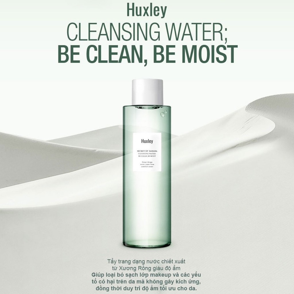 Nước Tẩy Trang Dưỡng Ẩm Huxley Chiết Xuất Xương Rồng Huxley Cleansing Water Be Clean Be Moist 200ml - NAC BEAUTY