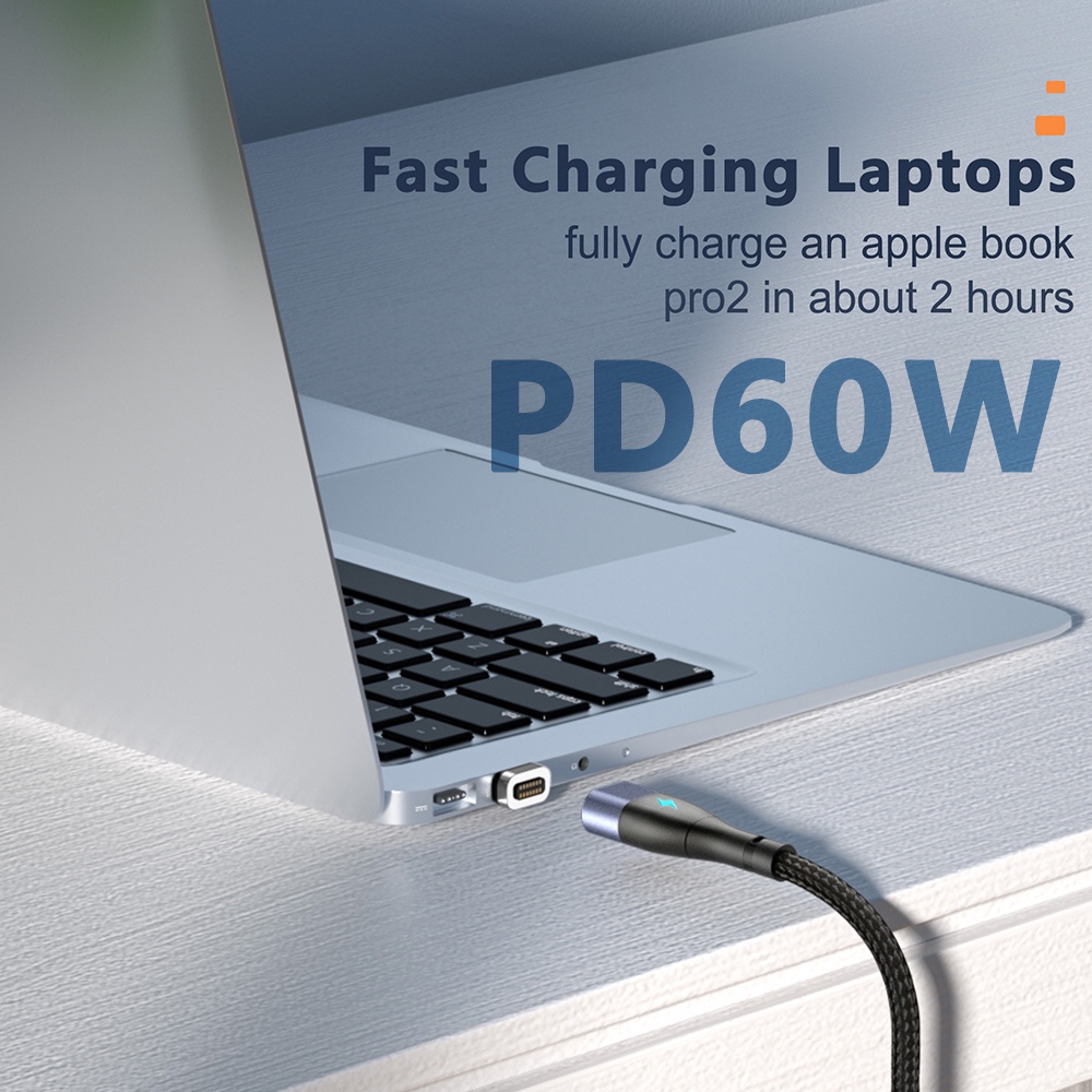 Dây cáp sạc nhanh từ tính ELOUGH 60W PD đầu cắm USB sang micro USB/loại C/