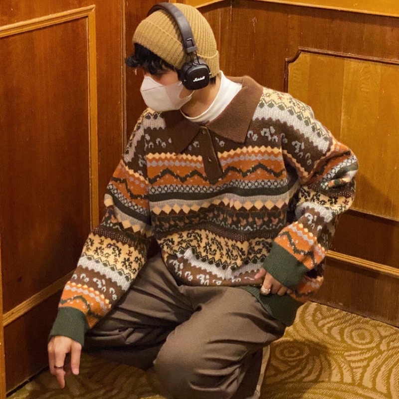 Áo Len Vintage Cổ Polo Unisex