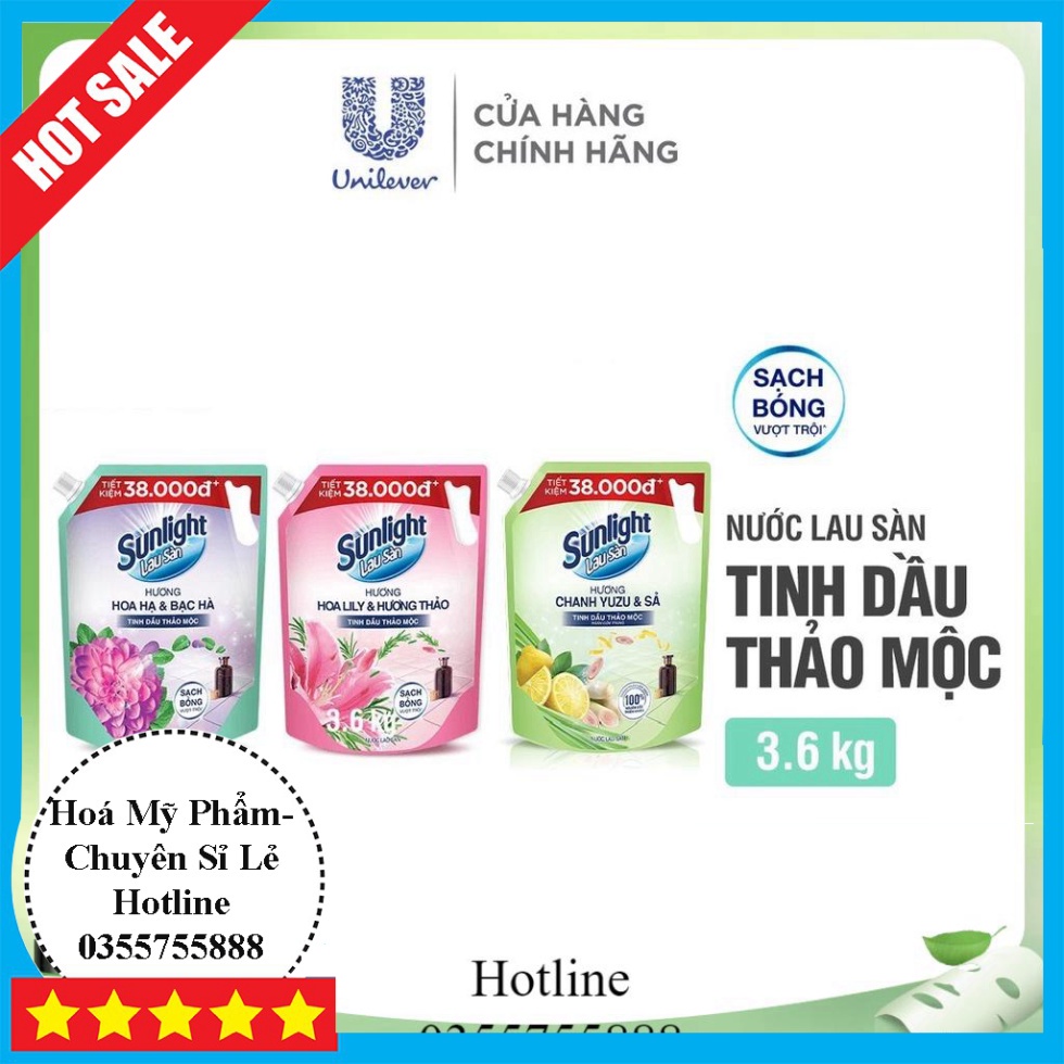 Hoả Tốc Nước Lau Sàn Sunlight tinh chất dầu thảo dược Túi 3.6 Kg