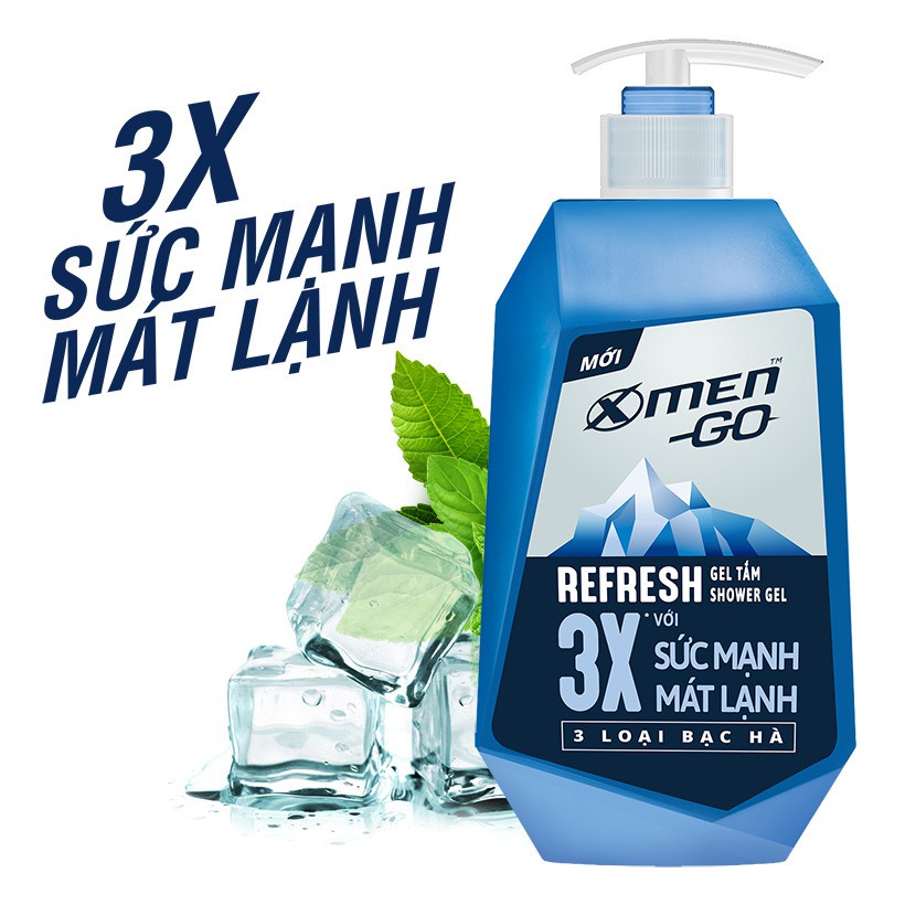 Sữa tắm X Men Go REFRESH 3 Loại Bạc Hà 630G