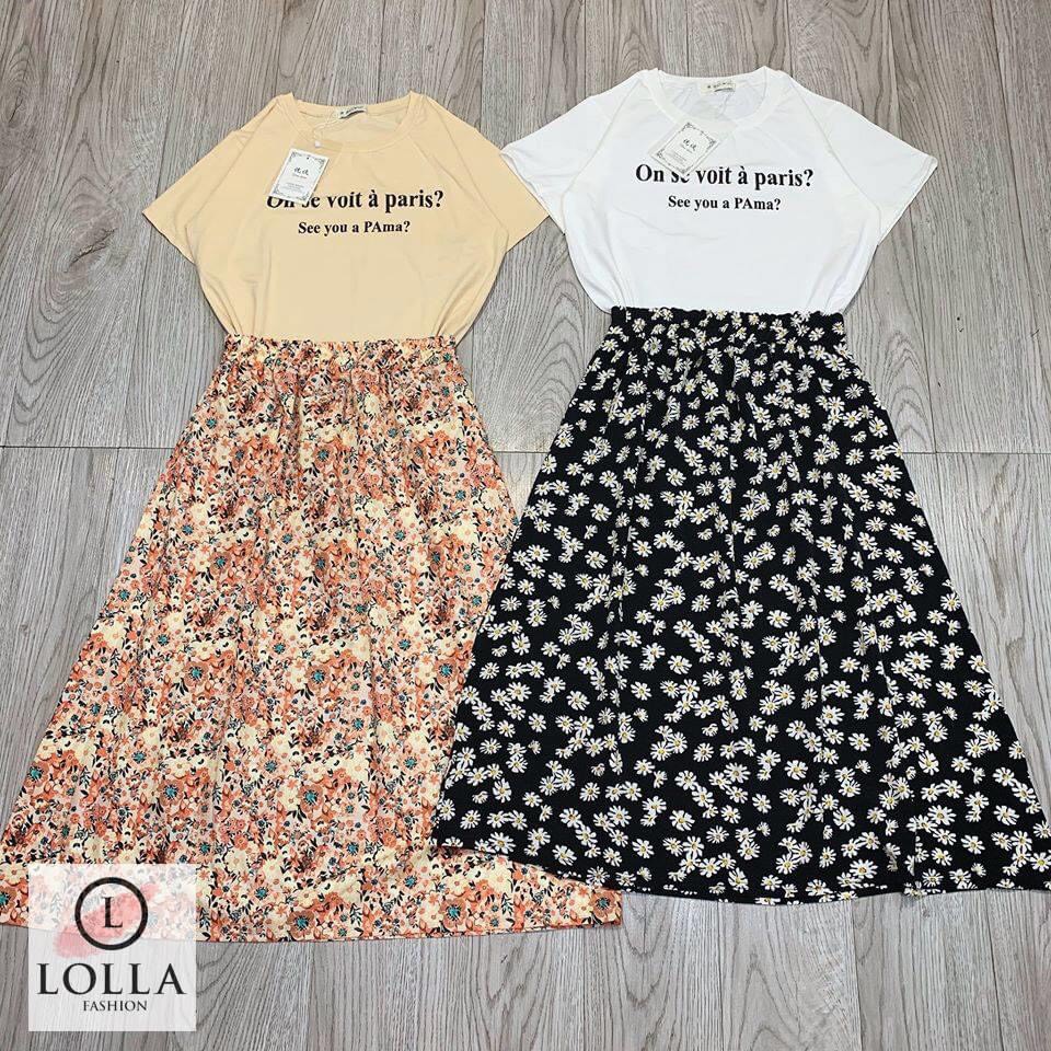 Chân váy xoè hoa cúc thời trang- chân váy midi | BigBuy360 - bigbuy360.vn