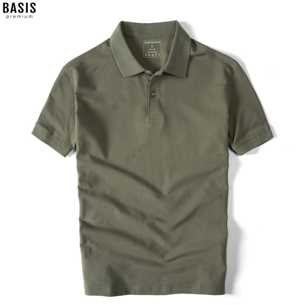 Áo thun polo nam có cổ, màu nâu đất cotton xuất khẩu cao cấp Basis APL22 🎖️