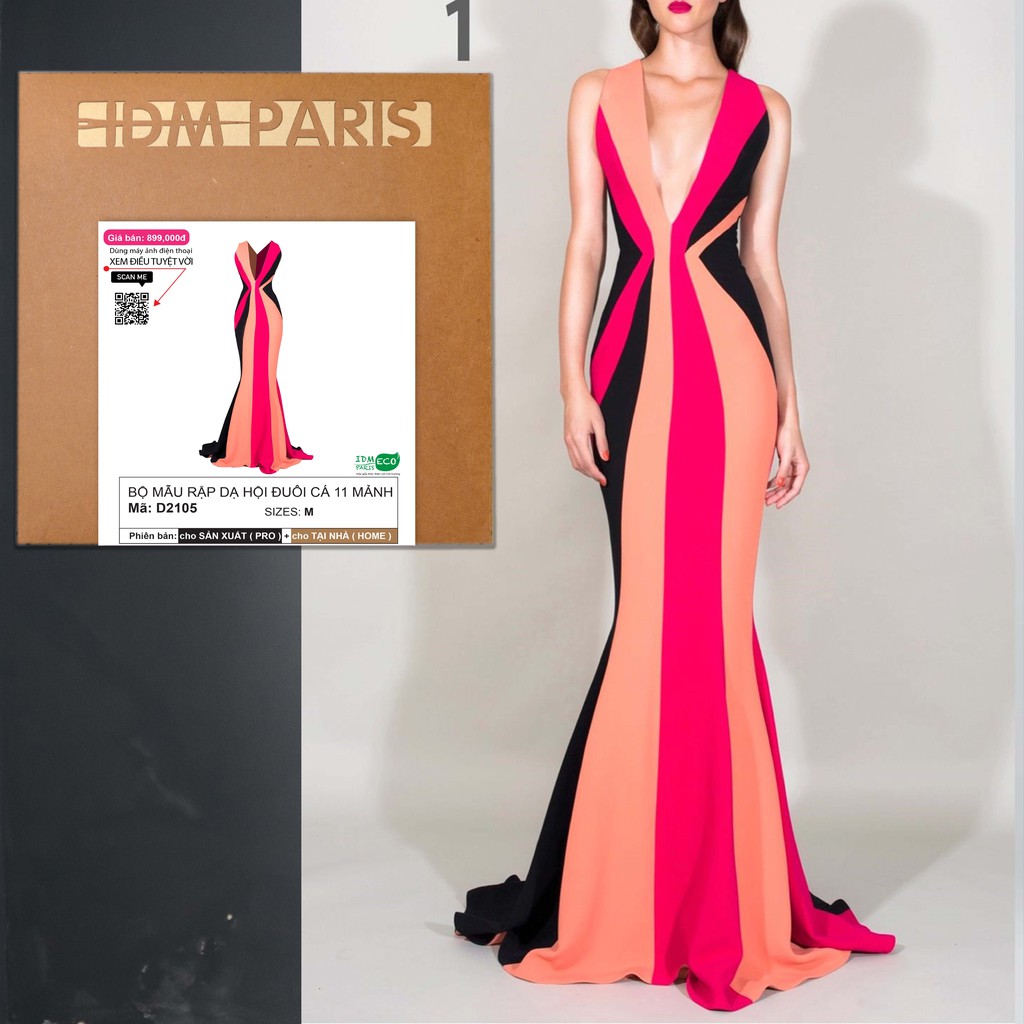 Váy Đầm Thiết Kế Cao Cấp- Rập Đầm Dạ Hội Đuôi Cá , Dáng Chuẩn , Phom Sắc Nét - 11 MẢNH-D2105