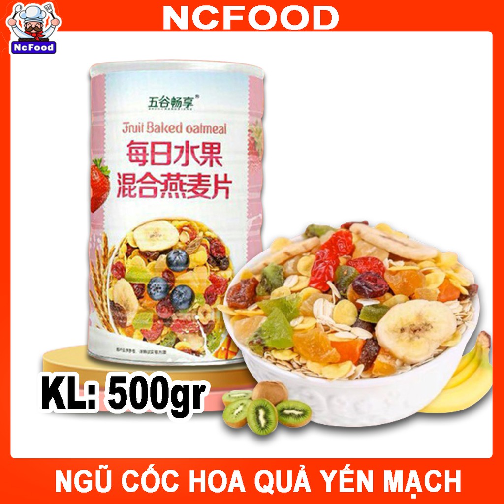 Ngũ Cốc Giảm Cân Mix Vị Hoa Quả, Ngũ Hạt- Bột Yến Mạch Cao Cấp 500G NCFOOD