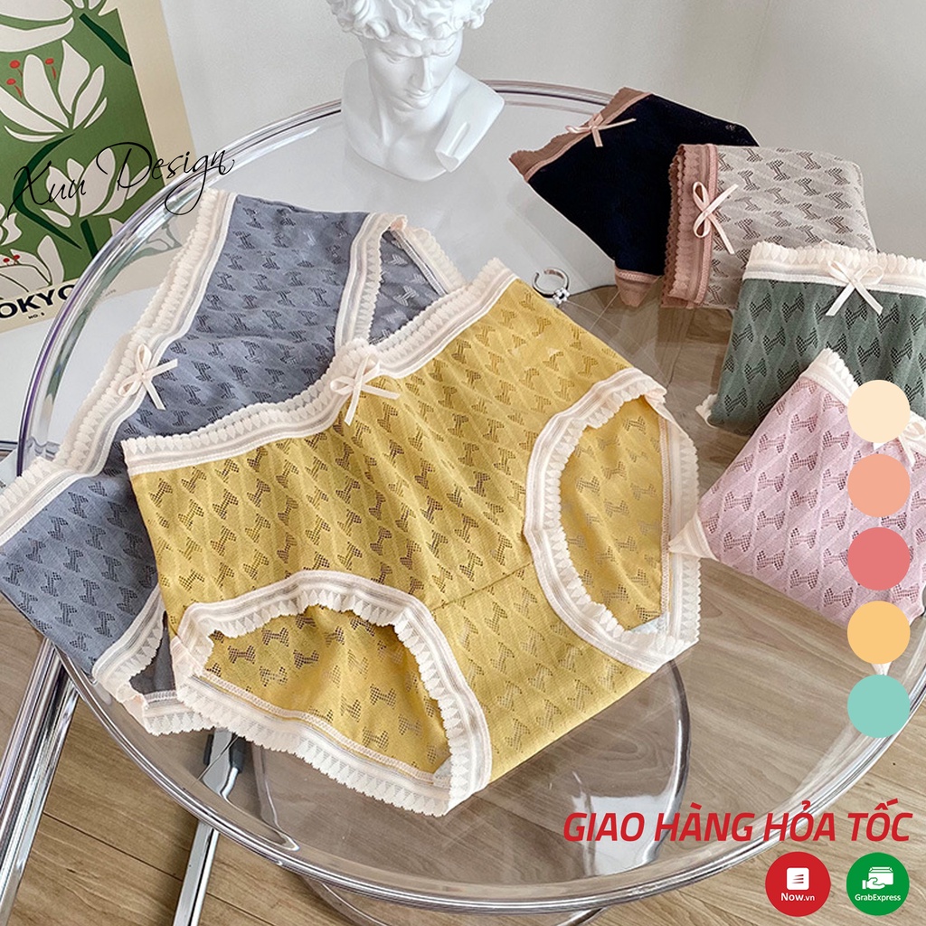 Quần lót nữ cotton cao cấp XUU viền ren phối nơ nhẹ nhàng QC62
