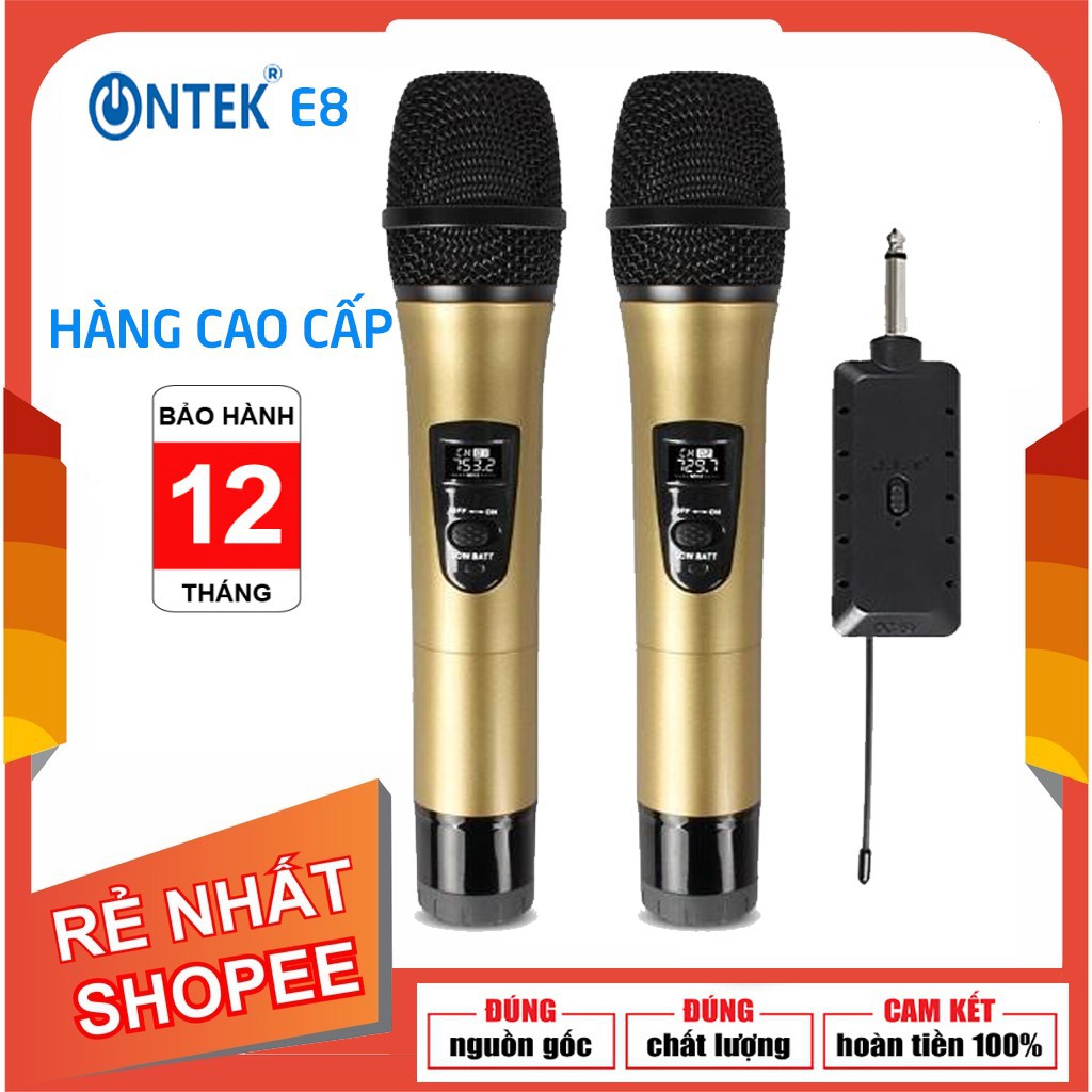 [Mã ELHACE giảm 4% đơn 300K] Bộ Micro đôi Không dây ONTEKCO E6/ E6s cao cấp KARAOKE - Bảo hành 12 Tháng