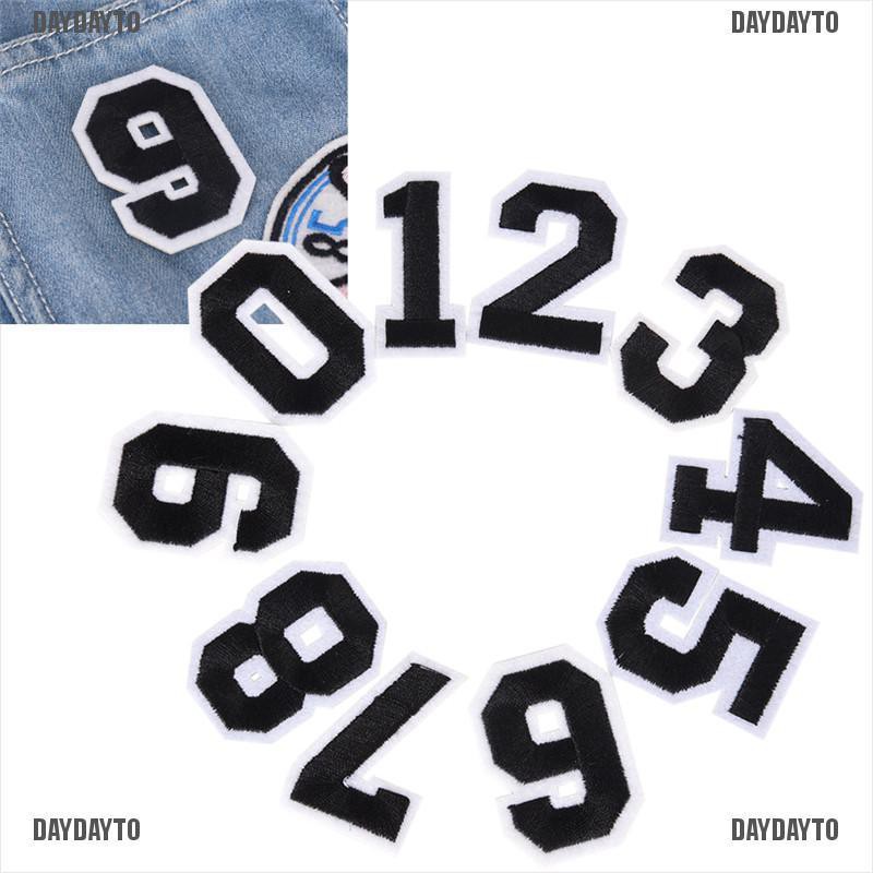 10 Miếng Dán Ủi Quần Áo Thêu Chữ Số Diy