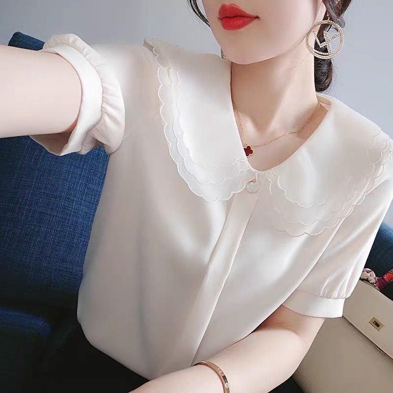 Áo Sơ Mi Voan Tay Ngắn Cổ Chữ V Thời Trang Cho Nữ