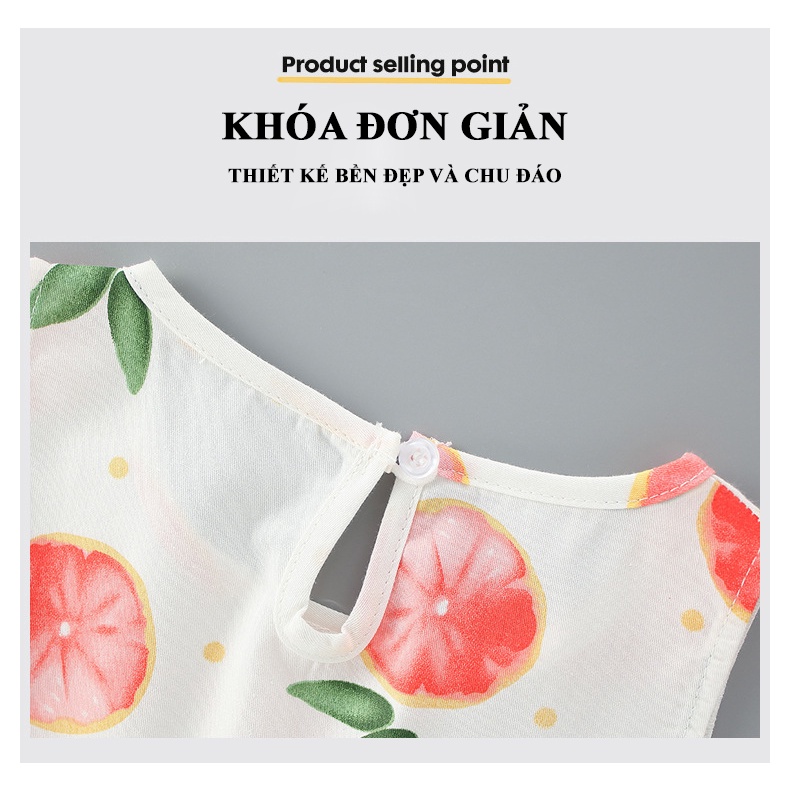 Váy đầm bé gái LAKUDO chất cotton thoáng mát đẹp họa tiết động vật phong cách Hàn Quốc