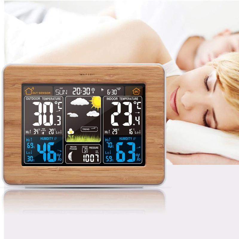 zong  Forecast Weather Station Digital Alarm Clock RF Wireless Indoor Temperature Humidity Meter Barometer