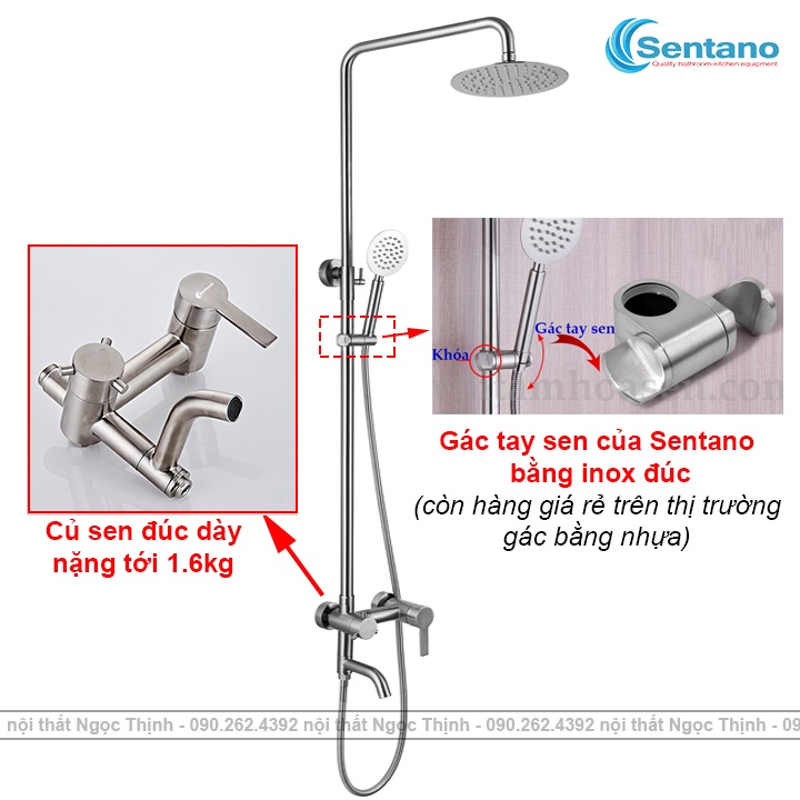 Bộ Sen cây tắm đứng Kiểu Tròn STN-104 INOX304 Sen tắm Nóng Lạnh