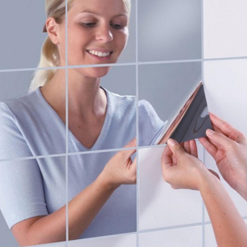 Bộ 6 Đề Can Tráng Gương Hình Vuông Dùng Để Trang Trí Nhà DIY