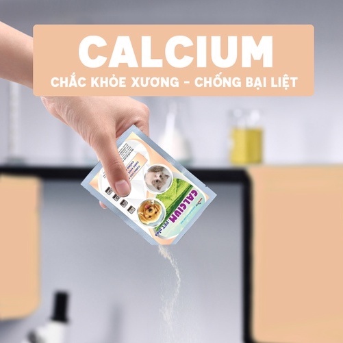 Bổ xung Canxi cho chó mèo CALCIUM vị phomai giúp chắm sóc thú cưng chắc khỏe phát triển xương tốt của AMITAVET 150g