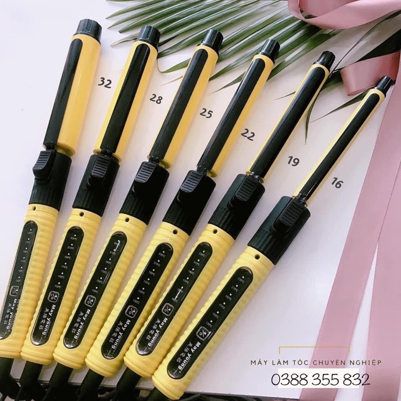 Máy uốn tóc xoăn vàng cảm ứng May Young M606 phủ sứ ceramic bóng mượt tóc