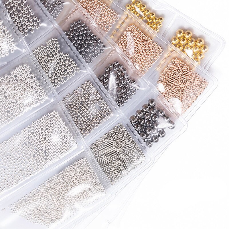 [Hàng mới về] Hộp hạt đính trang trí móng tay với 6 kích cỡ tiện lợi 0.8mm