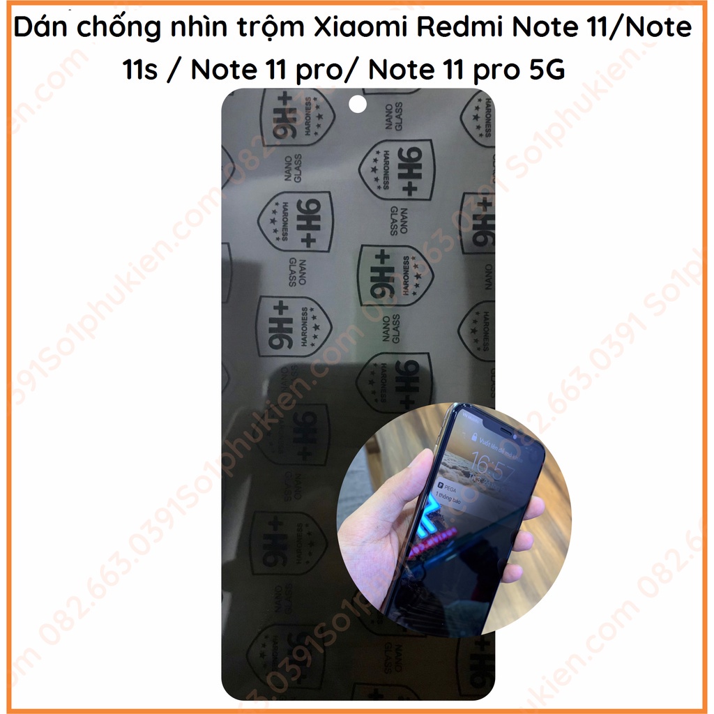 Dán cường lực chống nhìn trộm Xiaomi redmi note 11 / note 11s 4G / note 11s 5G / note 11 pro / note 11 pro 5G dẻo nano