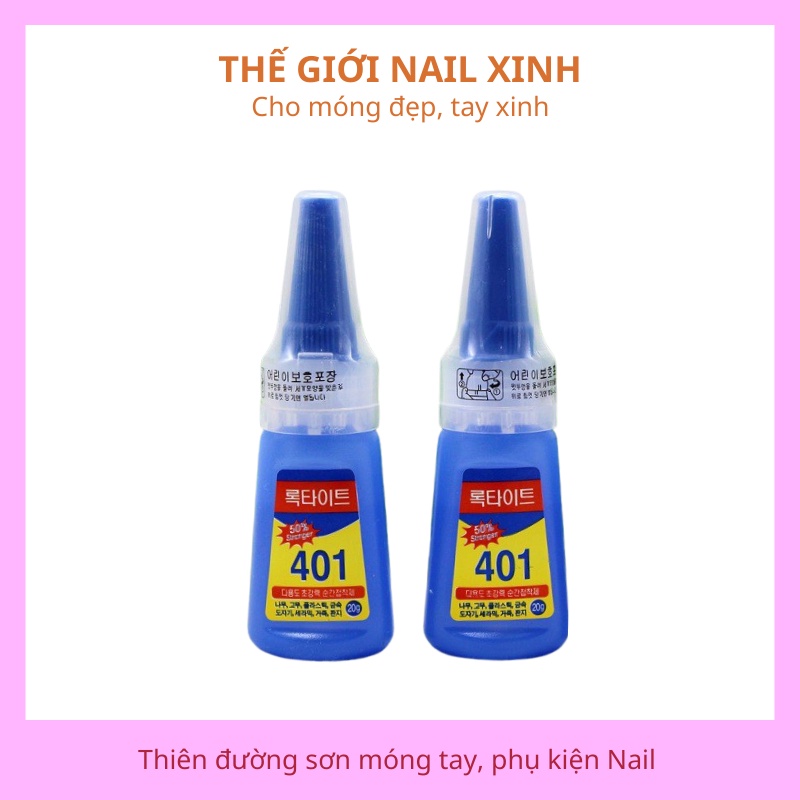 Keo gắn dán móng giả 401 chuyên dụng phụ kiện nail giá rẻ 20g