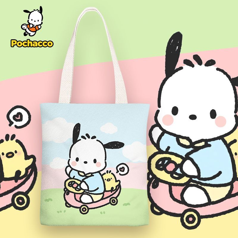 Sanrio Pochacco Phim hoạt hình dễ thương túi vải túi cô gái túi học sinh túi xách túi vai túi xách túi zipper túi môi trường túi xách