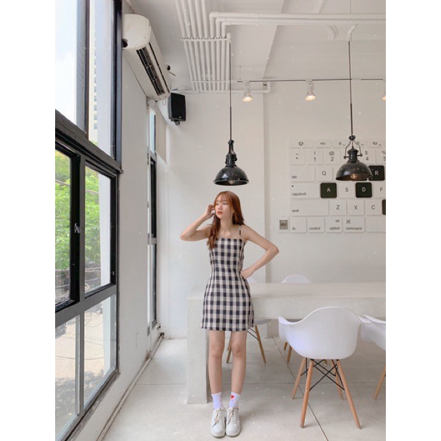 [AMANDA]🌻ĐẦM CARO 2 DÂY CÓ DÂY BUỘC EO, váy 2 dây kẻ caro mặc mùa hè🌻 hình shop chụp thật | BigBuy360 - bigbuy360.vn