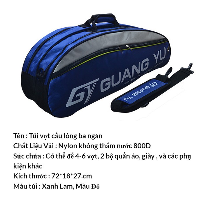 Túi đựng vợt cầu lông Guangyu ba ngăn cao cấp - GY05