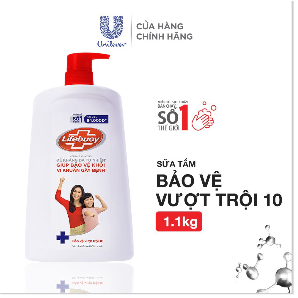 [Mã chiết khấu giảm giá sỉ mỹ phẩm chính hãng] Sữa tắm Lifebuoy Bảo vệ khỏi vi khuẩn 1,1kg (Chai)