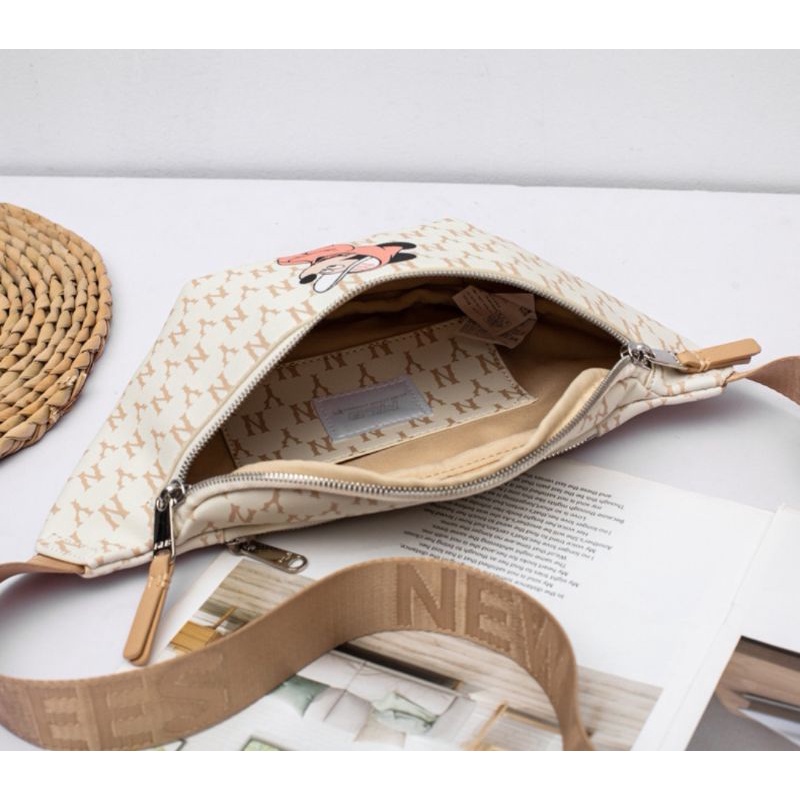 Túi chéo Mickey MLB, Túi bao tử nam nữ chống nước, hàng chuẩn từ nhà máy