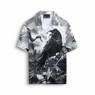 Áo sơ mi nam inf print crow, chất cotton dày dặn, sm005438, somehow