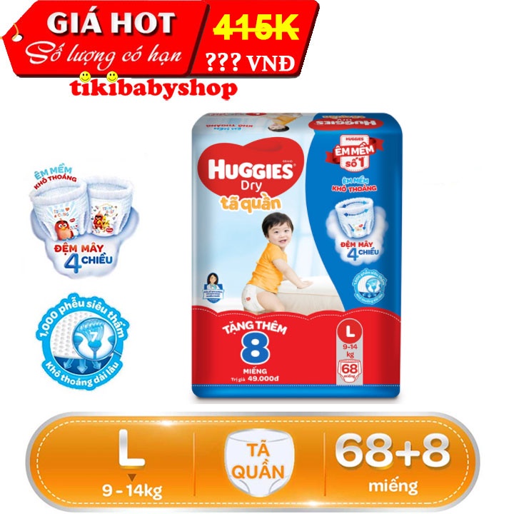 TÃ QUẦN HUGGIES GÓI CỰC ĐẠI SIZE M76/ L68/ XL62 / XXL56