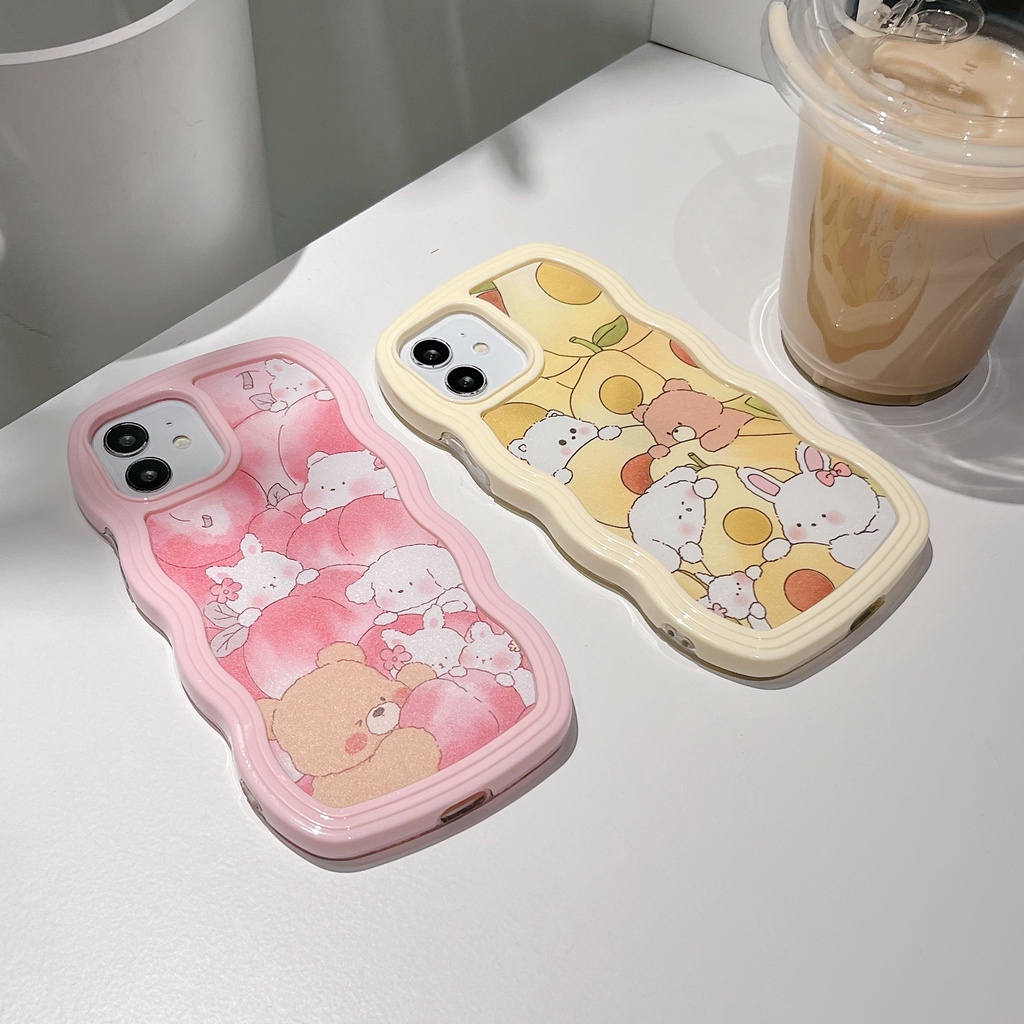 Ốp Điện Thoại Silicon Tpu Mềm Bo Viền Chống Sốc Hình Gấu 2 Trong 1 Cho iPhone 14 13 12 11 Pro Max XS XR 8 7 Plus