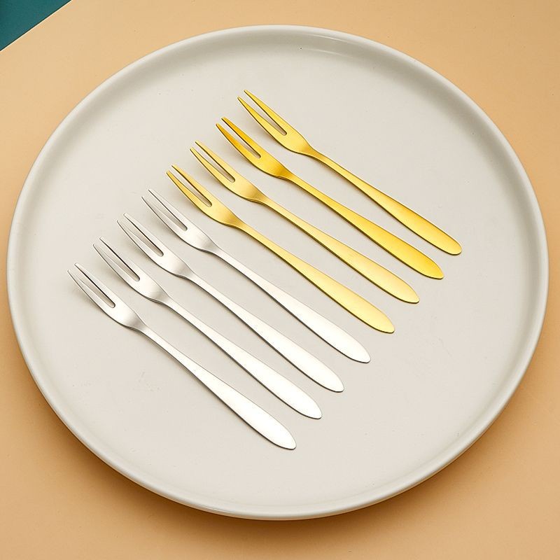 🍉Dĩa Inox Cao Cấp Mạ Vàng/ Mạ Bạc 13cm - Dĩa Ăn Trái Cây Loại Đẹp DUASHOP.