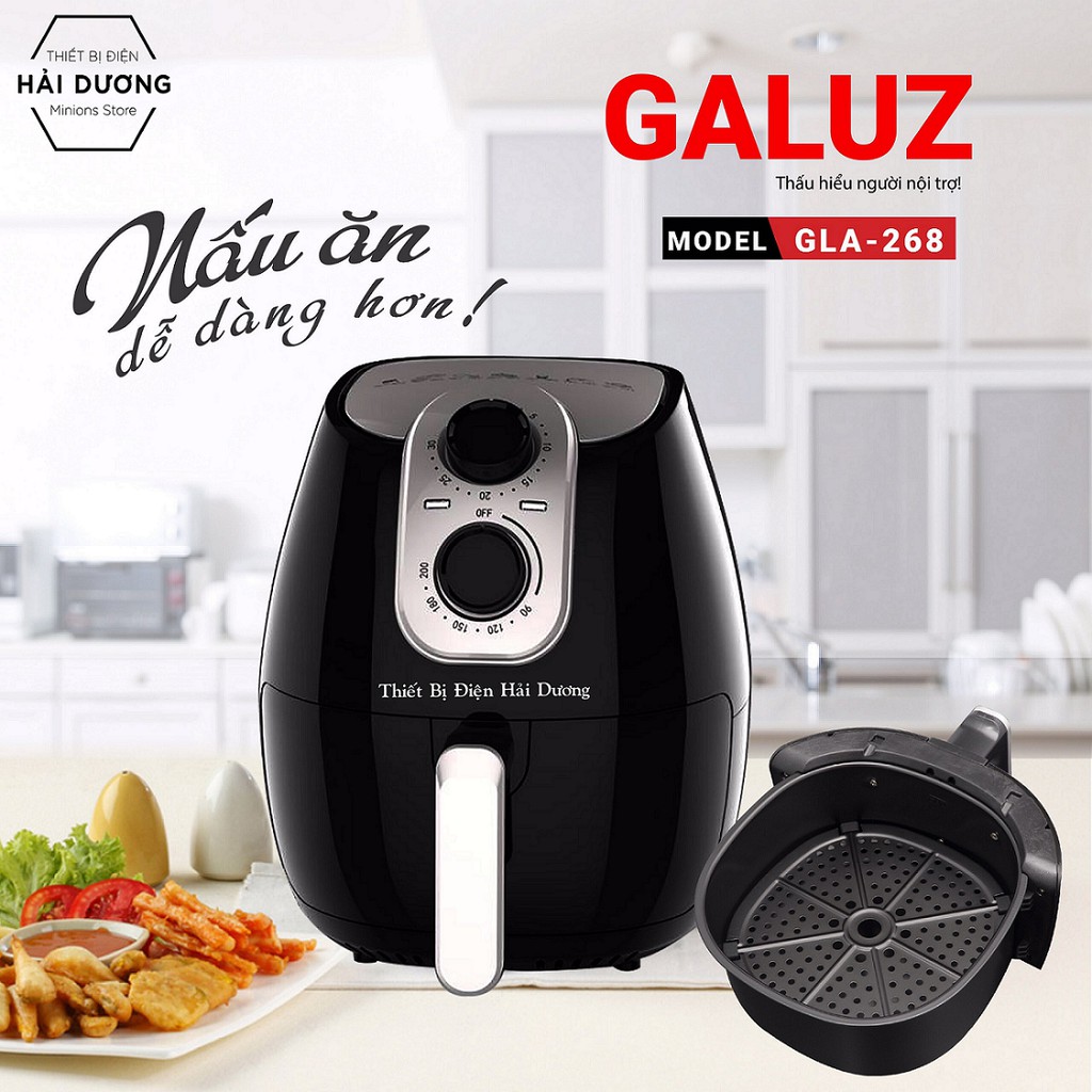 Nồi chiên không dầu GALUZ GLA-268 1500w 4 lít - Loại Bỏ 80% Chất Béo, Chống Dính Hoàn Hảo, Làm Chín Nhanh