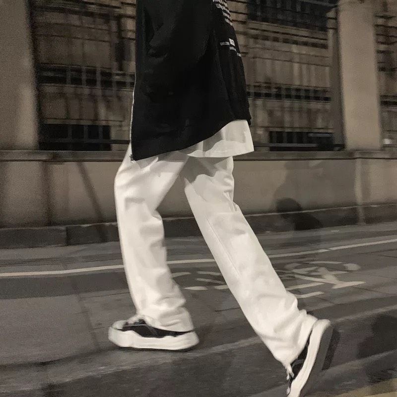 QUẦN KAKI ỐNG RỘNG-DÁNG SUÔNG PHONG CÁCH HÀN QUỐC-THỜI TRANG UNISEX-có size Nam Nữ dể phối đồ siêu đẹp màu trắng kem