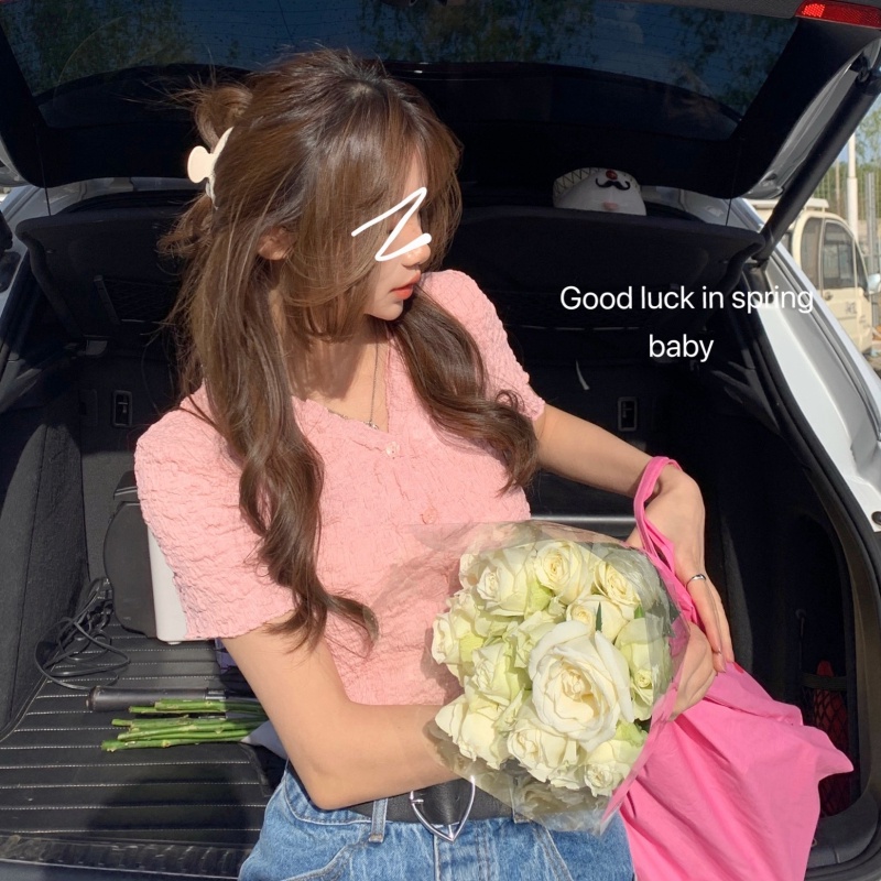 Áo Kiểu Ngắn Cổ Chữ V Thời Trang Mùa Hè Gợi Cảm Dễ Phối Đồ