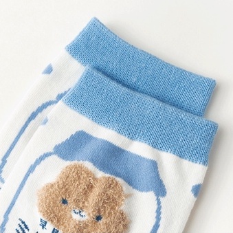 Tất Nữ Cao Cổ Màu Xanh Trắng Dễ Thương, Chất Liệu Vải Hàn Co Giãn Thoáng Khí