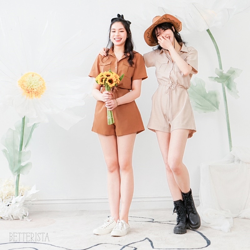 Bộ liền Romper Betterista  2 màu be và cam gạch