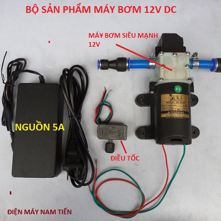 Bộ Máy bơm mini áp lực 12V công suất cao đủ bộ có rơ le tự ngắt , máy bơm nước mini 12v áp lực cao - (bơm tăng áp mini)