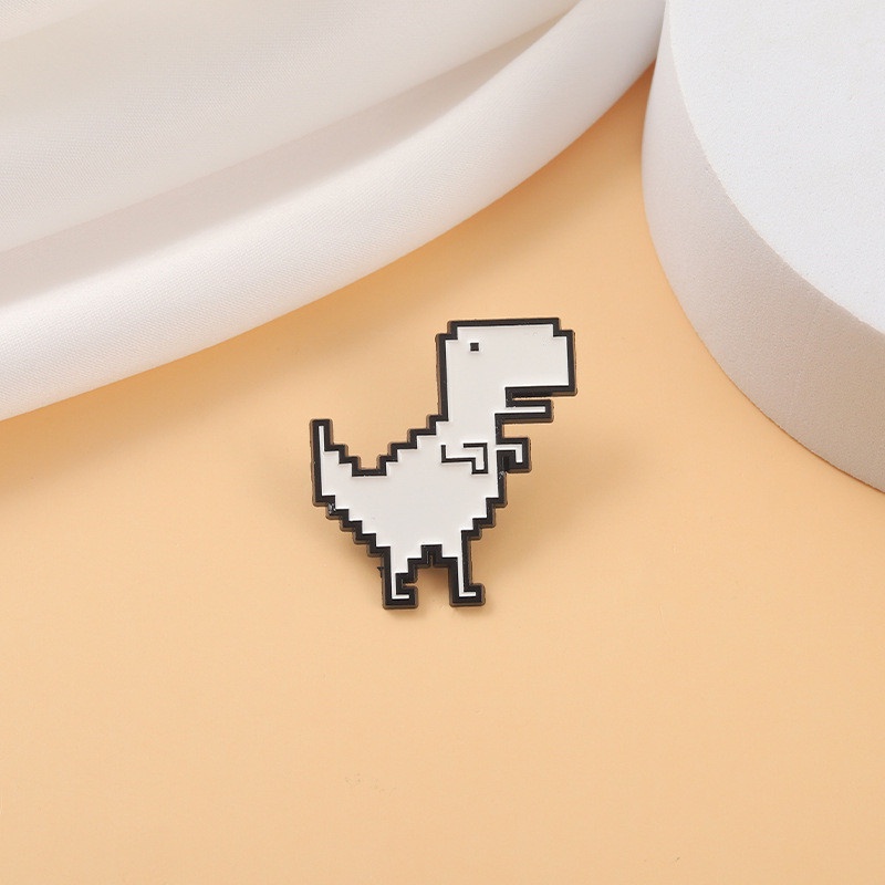Huy Hiệu Cài Áo Hình Khủng Long Pixel / Tyrannosaurus Rex Bằng Hợp Kim Tráng Men Thời Trang Cho Nữ