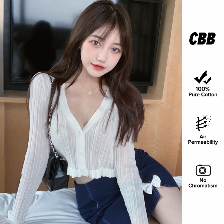 Porozi  Áo cardigan tay dài chống nắng màu trơn thời trang mùa hè phong cách Hàn Quốc cho nữ