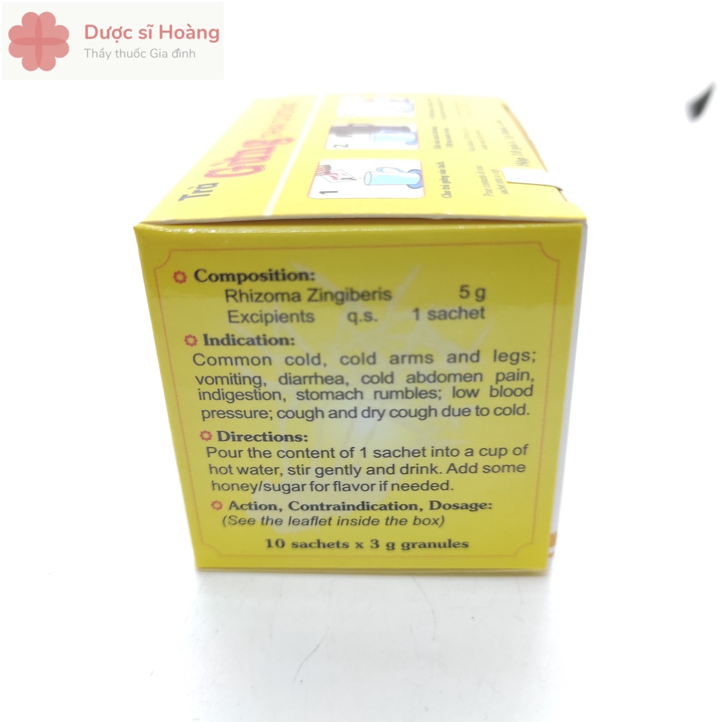 Trà Gừng Thái Dương - Hỗ Trợ Cảm Lạnh, Ho, Khàn Tiếng, Đau bụng- Hộp 10 gói