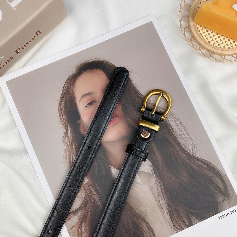Dây Nịt Khóa Vàng Đen Thiết Kế Đơn Giản Phong Cách Retro Thời Trang