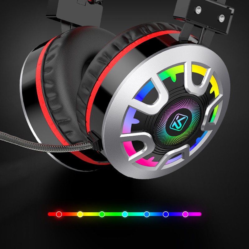 Tai nghe Gaming chụp tai chuyên phòng game có mic đàm thoại, jack 3.5mm cổng usb đèn led RGB