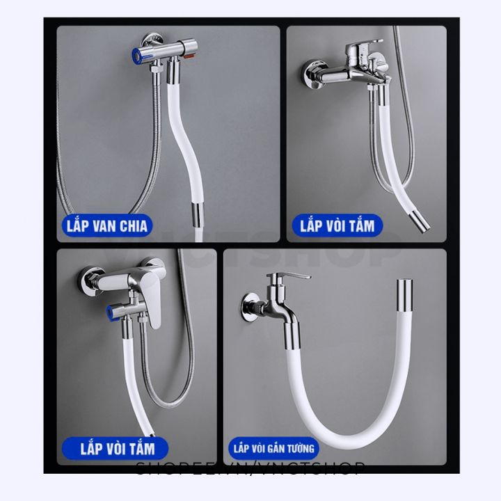 Ống nối dài vòi nước, đầu nối dài vòi nước rửa tay bát chén 30/50cm xoay 360/720 độ uốn cong tiện lợi