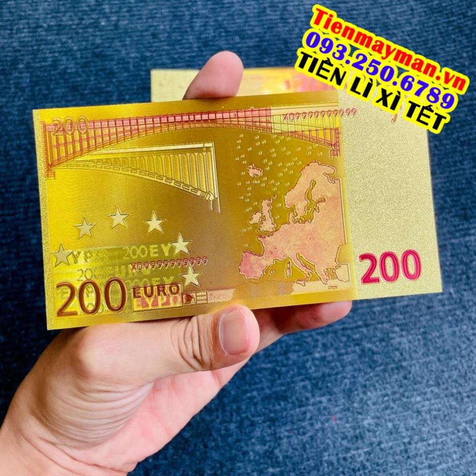 Tờ Tiền Kỉ Niệm 200 EURO Plastic Mạ Vàng Lì Xì Tết May Mắn